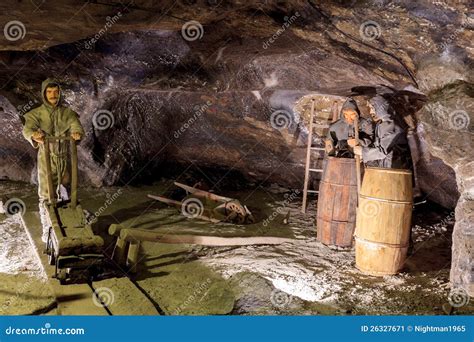 Medieval Miners At Work In Wieliczka Poland Editorial Photo Image