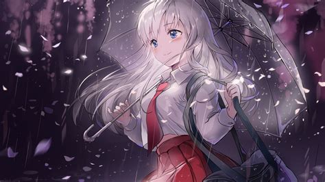 Download 1920x1080 Wallpaper Beautiful Anime Girl Enjoying Rain