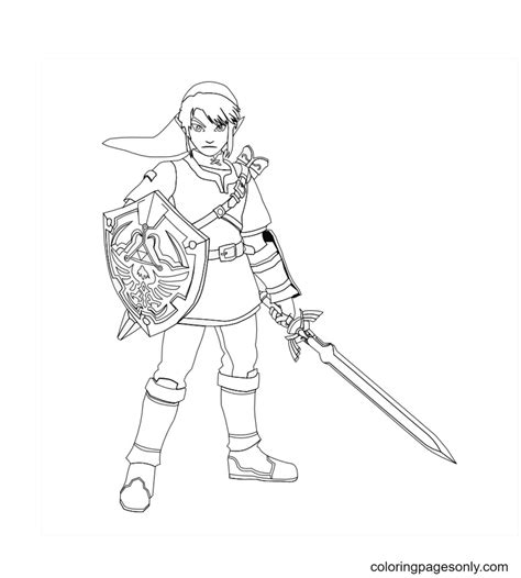 Zelda Shield And Sword Coloring Pages