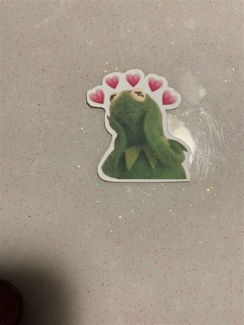 Kermit The Frog Hearts Reaction Meme Sticker Etsy