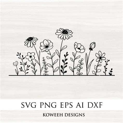 Wildflower Border Svg Wildflowers Svg Wildflower Frame Svg Etsy