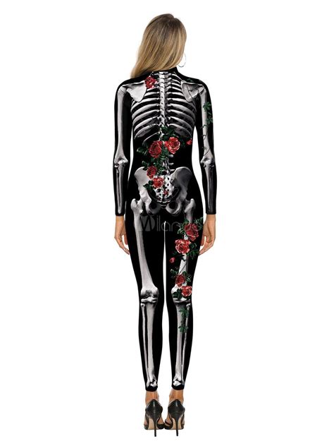Halloween Costumes Black Womens Scary Leotard Jumpsuit Polyester 3d