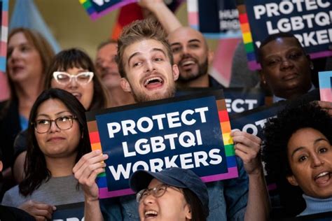 lgbtq activists rally in nyc as supreme court hears arguments on workplace rights