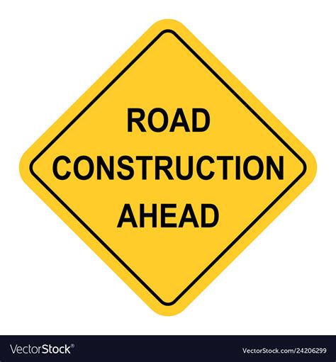 Road Construction Ahead Traffic Sign Royalty Free Vector