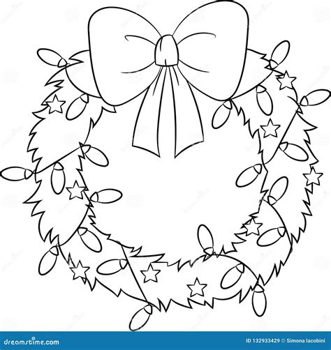 Adorable Illustration Of A Christmas Wreath In Black And White