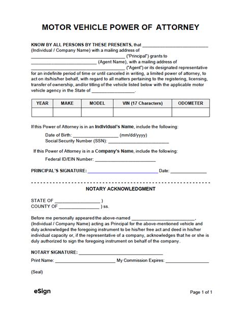 Free Power Of Attorney Forms Pdf Word