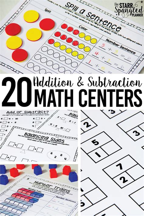 Addition And Subtraction Math Centers Activities And Games Math