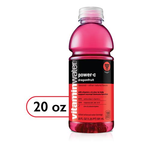 Vitaminwater Power C Electrolyte Enhanced Water Dragonfruit 20 Fl Oz Bottle