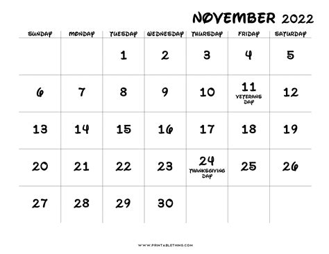 Free 2022 Calendar Printable Floral Paper Trail Design 20 November