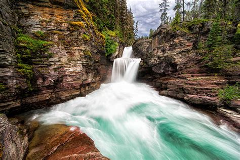 Glacial Waters St Mary Falls Glacier National Park Mt By Michael