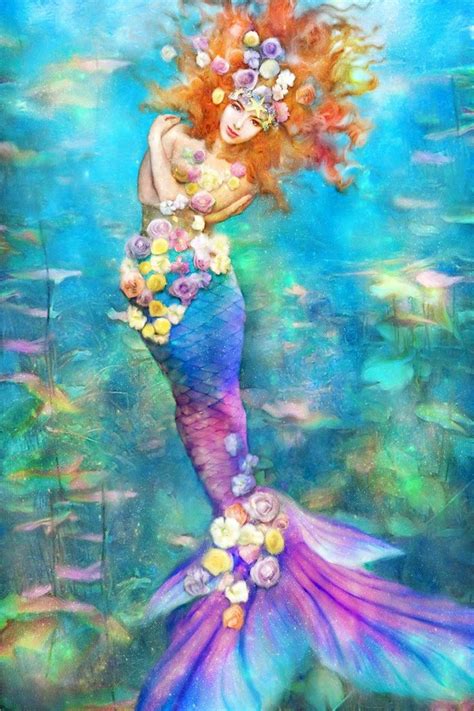 Fantasy Mermaid Canvas Art Mermaid Lovers Home Decor Blue Etsy In