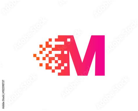 Letter M Pixel Motion Logo Design Template Stock Image And Royalty