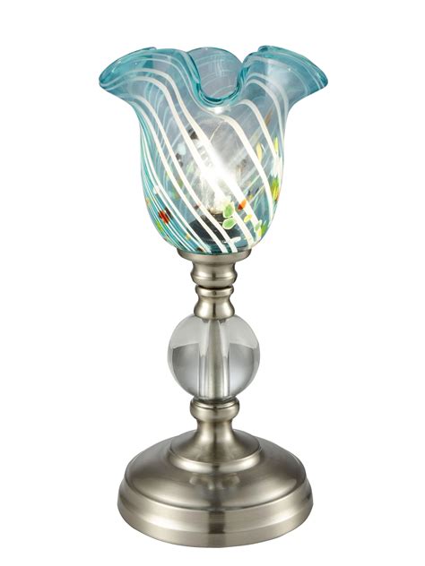 Blue Uplight Hand Blown Art Glass Accent Lamp