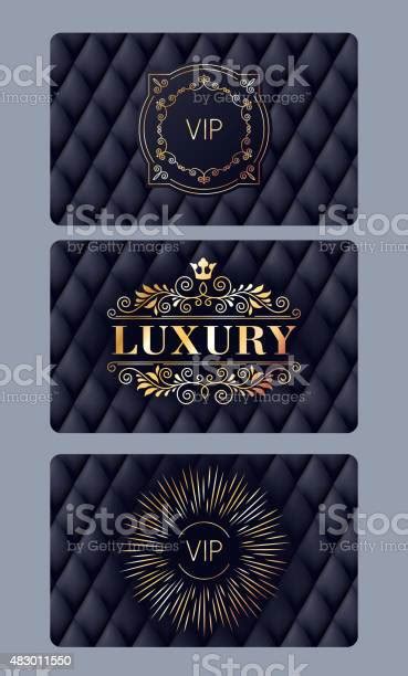 Vip Cards With Abstract Quilted Background Stock Illustration