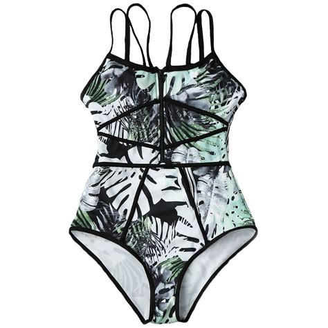 New Arrival Design Leaves Print Waist Type Sling Bikini Buy Swimwear