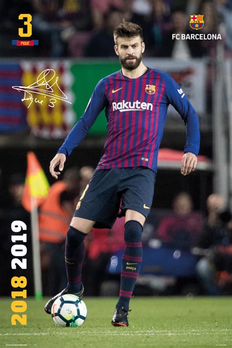 Fc Barcelona 20182019 Pique Plakat Poster På Europostersdk