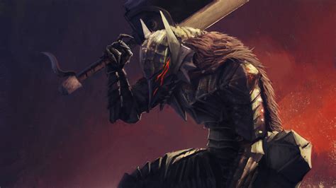 Armored Character Holding Sword Painting Berserk Bers