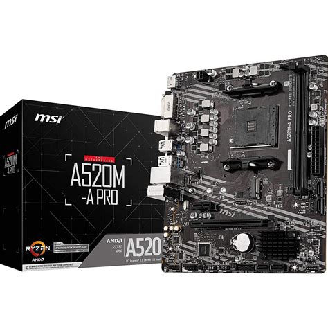 Msi A520m A Pro Gaming Motherboard Amd Am4 Ddr4 Pcie 40 Sata 6gbs