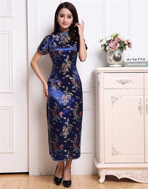 high fashion sexy female slim above ankle cheongsam chinese novelty style mandarin collar formal