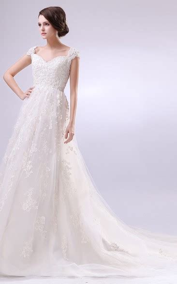 Romantic Sweetheart Sleeveless Cap Sleeved Gown With Full Laces June