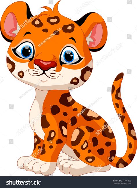Cute Baby Leopard Cartoon Sitting Stock Vector Illustration 371791366