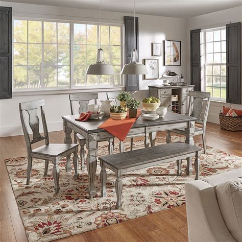Use gray in your dining room to create a cozy space, perfect for any type of meal or gathering. Eleanor Grey Two-tone Wood Butterfly Leaf Extending Dining ...