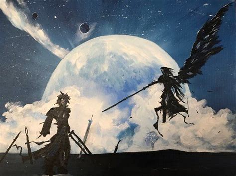Final Fantasy Vii Cloud Vs Sephiroth Fan Art Handmade Etsy Final
