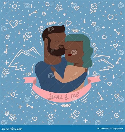 Illustration Of Couple In Hugs Stock Vector Illustration Of African