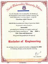 Pictures of Pune University Degree Certificate