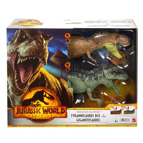 Jurassic World 2 Pack Dominion Sound Surge Tyrannosaurus Rex Vs Giganotosaurus Dinosaur Figure