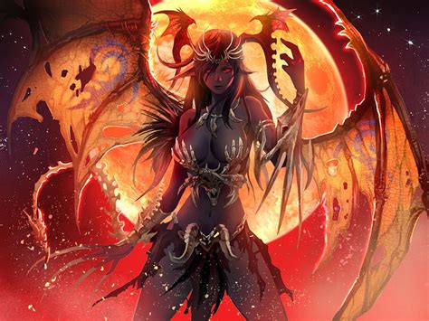 Succubus Of Red Moon Fantasy Demon Fantasy Art Fantasy Character Design