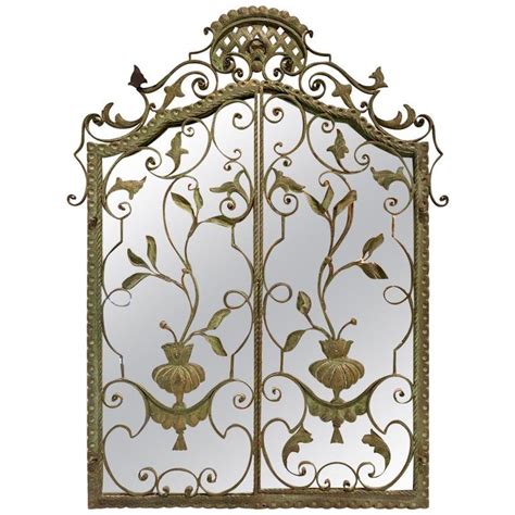 Antique Wrought Iron Window Mirror For Wall Or Tabletop Circa 1900