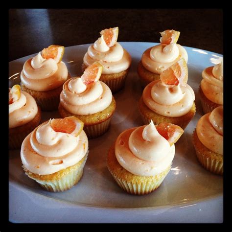 Spread white chocolate cream cheese frosting between layers and on top and sides of cake. Grapefruit cupcakes! Refreshing !!! Just use the Paula ...