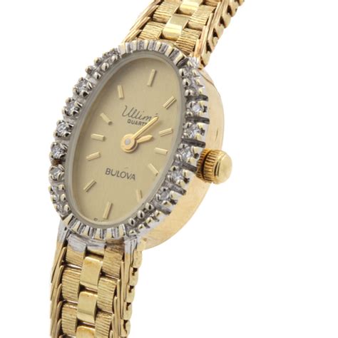 Bulova Ultime 14k Yellow Gold Diamond Bezel Ladies Watch