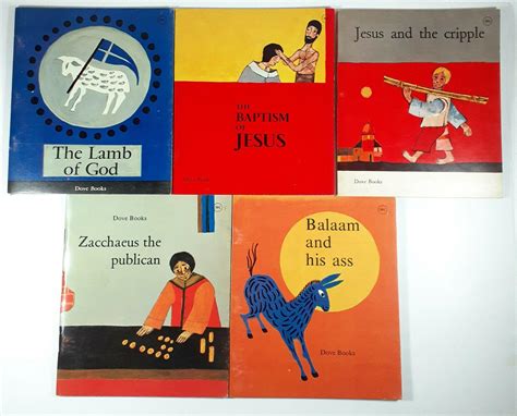 Vintage Childrens Bible Story Books Jesus Baptisim Zacchaeus Dove Books