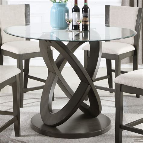 Roundhill Cicicol 5 Piece Glass Top Counter Height Dining Table With Chairs Gray
