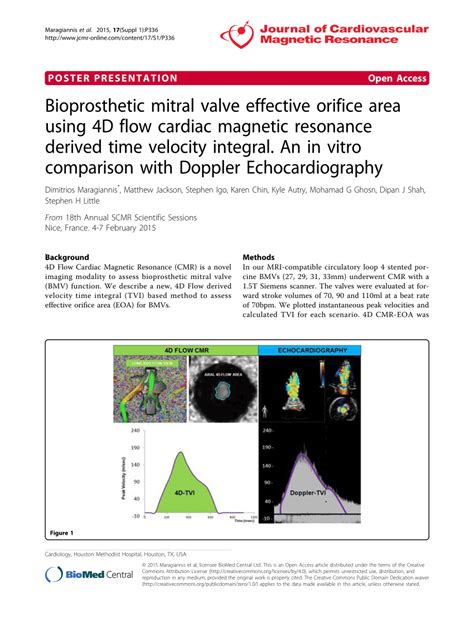 Pdf Bioprosthetic Mitral Valve Effective Orifice Area Using 4d Flow