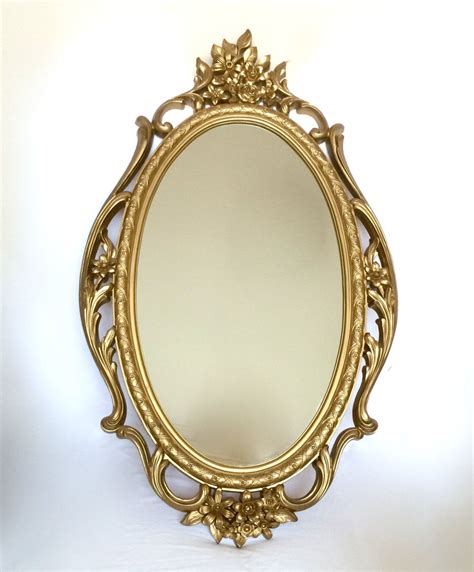 Vintage Syroco Gold Oval Mirror Ornate Floral Resin Hollywood Etsy