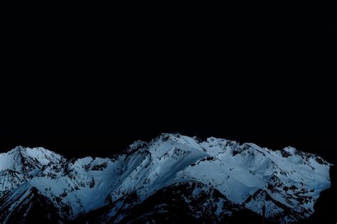 Wallpaper Night Mountains Snowy Peaks Hd Widescreen High