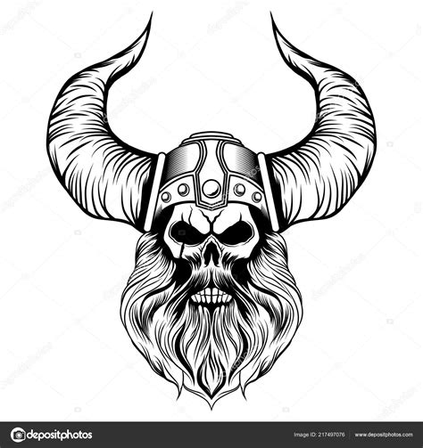 Viking Beard Skull Vector Illustration Stock Vector Eko07 217497076