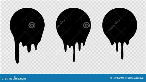 Melt Drip Stickers Or Circle Labels Vector Liquid Drops Icons For