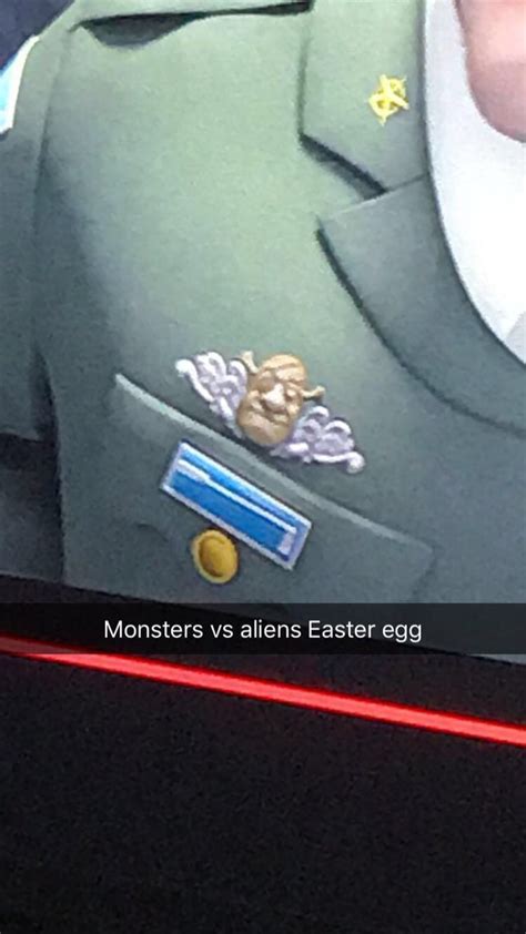 Monsters Vs Aliens General Wr Monger Has A Shrek Badge Rmoviedetails