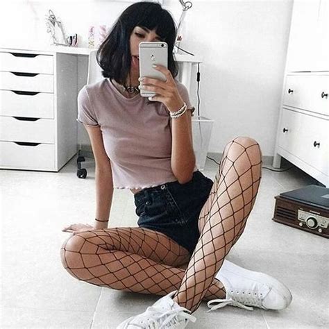 Grunge Classic Fishnets Tights Fishnet Outfits Clothes For Women