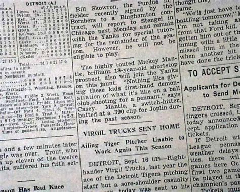 Extensive resource of new york newspapers for information on local issues, politics, events, celebrations, people and business in new york. Very Early MICKEY MANTLE 1st Mention New York YANKEES ...