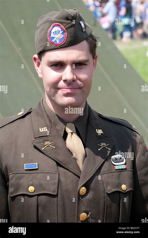 A Man In World War 2 American Airborne Regiment Uniform Stock Photo Alamy