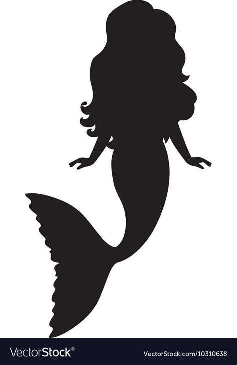 Black Vector Cartoon Mermaid Girl With Long Hair Silhouette Download A