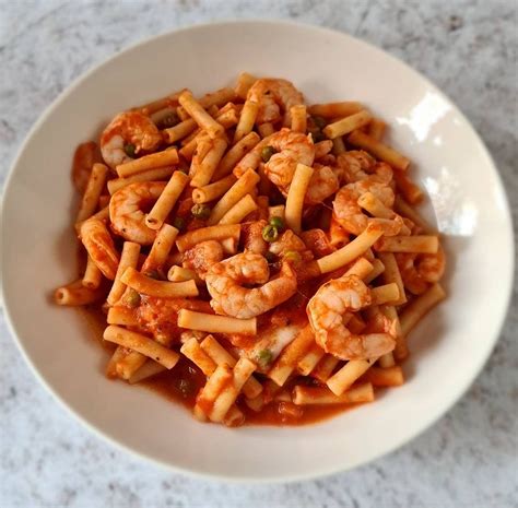Prawn Pasta Mozzarella And Tomato Sauce At Dads Table
