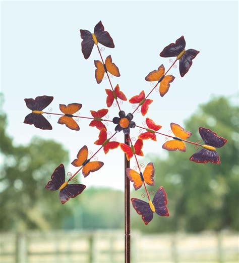 Colorful Butterfly Garden Wind Spinner Plowhearth