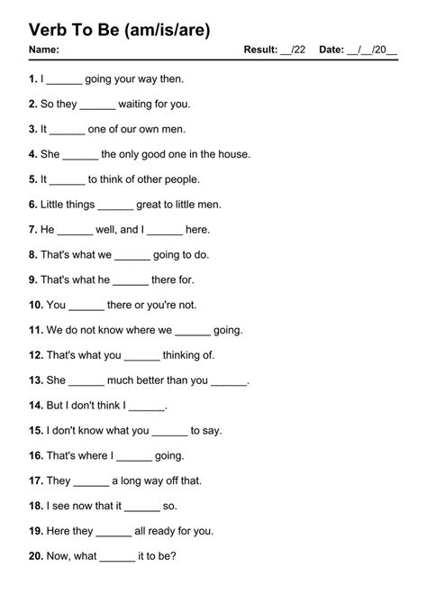 Printable Verb To Be Pdf Worksheets With Answers Grammarism