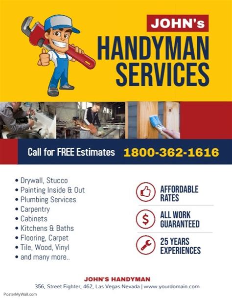 Handyman Professional Services Flyer Template Handyman Logo Handyman